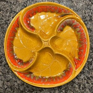 VINTAGE 70’s Santa Anita Ware California Sectioned Drip Glazed Relish Dish